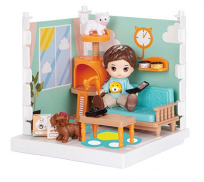 젠토이 길버트와 댕댕이의 방 인형의 집 WS8971-B, 혼합색상, 1개