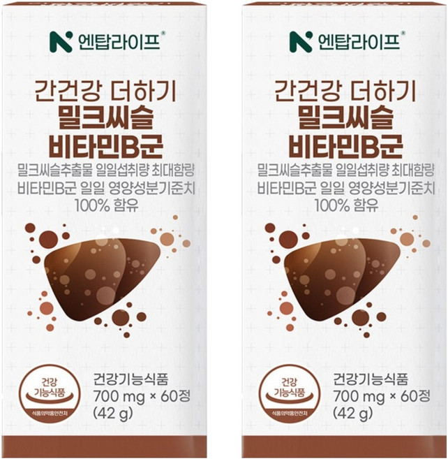 엔탑라이프 간건강 더하기 밀크씨슬 비타민B군 42g, 60정, 2개