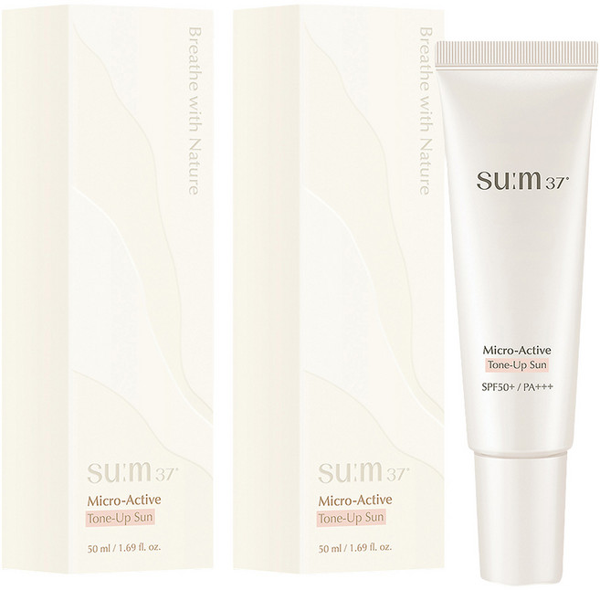 숨37도 마이크로액티브 톤업 선크림 SPF50+ PA+++, 2개, 50ml