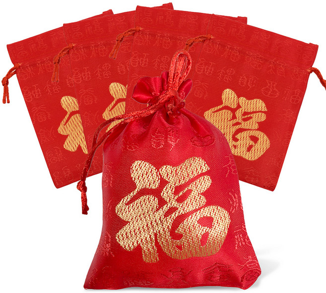 리드홈 풍수 행운 복주머니 운수대통 재물 사업 선물 복조리, 레드, 5개