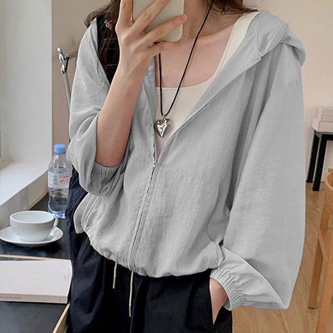 앤드스타일 여성용 캥거루포켓 후드 바람막이 점퍼