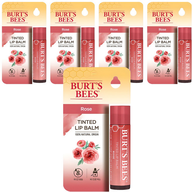 버츠비 틴티드 립밤, 로즈, 4.25g, 5개