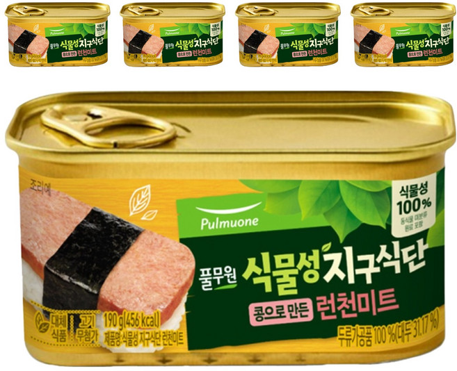 풀무원 지구식단 식물성 콩으로 만든 런천미트, 190g, 5개