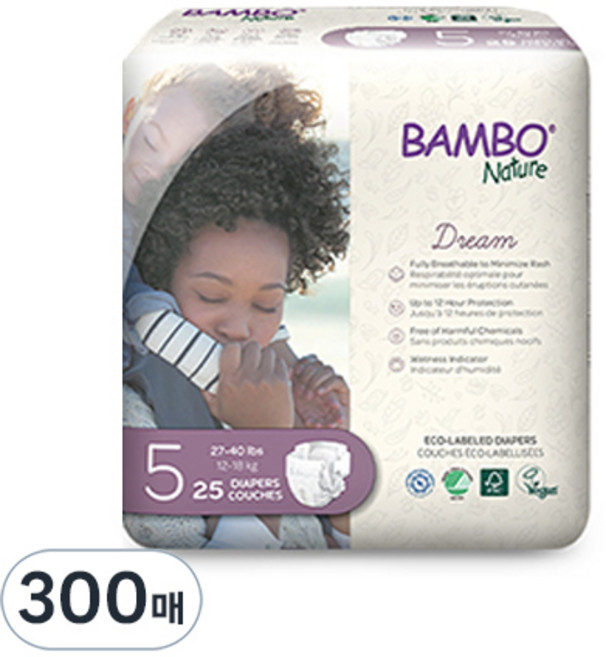 밤보네이처 밤보 드림 밴드형 기저귀 남여공용, 5단계, 300매