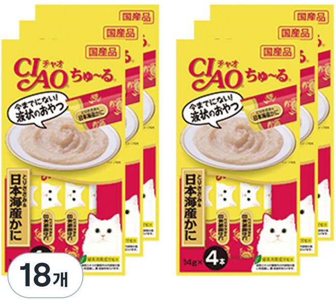 챠오츄르 고양이 짜먹는 간식, 혼합맛(닭가슴살/게), 56g, 18개