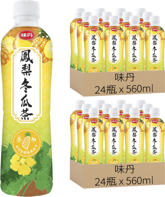 味丹 心茶道 鳳梨冬瓜茶, 560ml, 48瓶