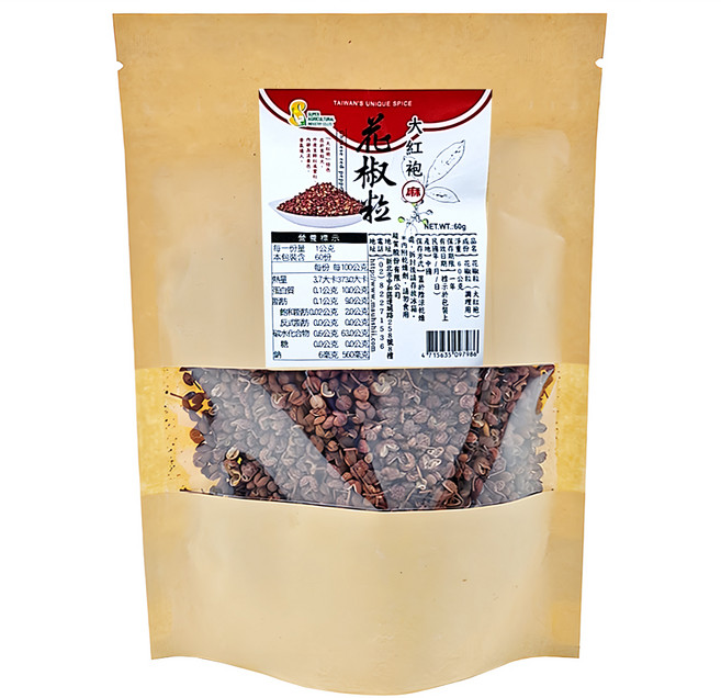 超賀 大紅袍 花椒粒 色澤鮮豔 香氣濃郁 適合滷湯 醃製食品和燉肉, 60g, 1包