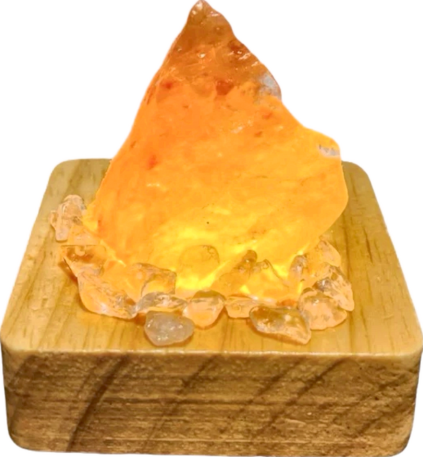 ROSE GEM 瑰麗寶 鹽燈小靈 含LED燈座 天然玫瑰鹽, 白水晶 金, 1組