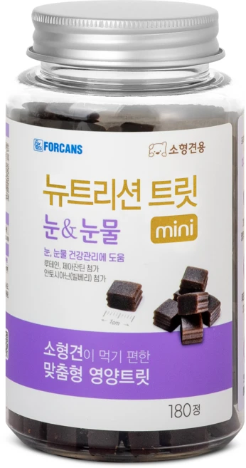 포켄스 강아지 뉴트리션 트릿 미니 영양제, 180정, 눈물개선/눈건강, 1개 - 쿠팡