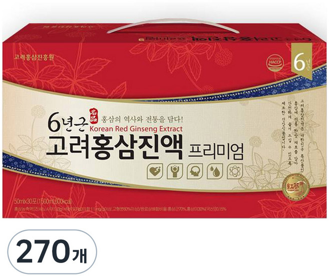 고려홍삼진흥원 6년근 고려홍삼진액 프리미엄, 50ml, 270개