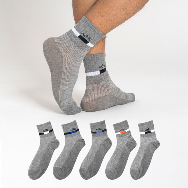 에이원패션 남성용 실속형 패션 캐주얼 미니 중목 양말 5족 세트