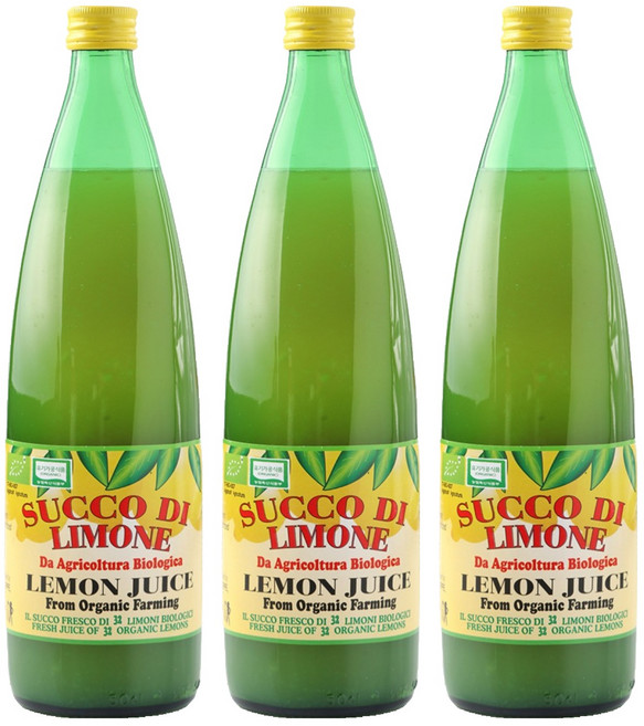 유로푸드 유기농 레몬 쥬스, 1L, 3개