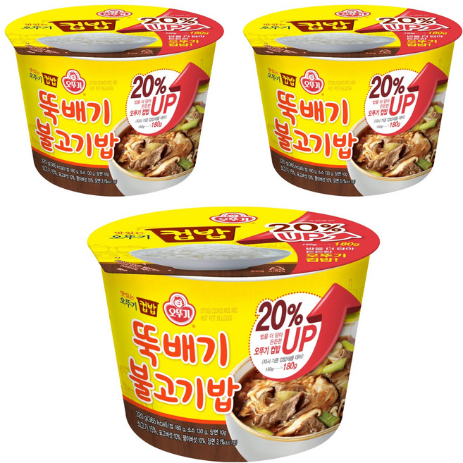 오뚜기 뚝배기 불고기밥 컵밥, 320g, 3개