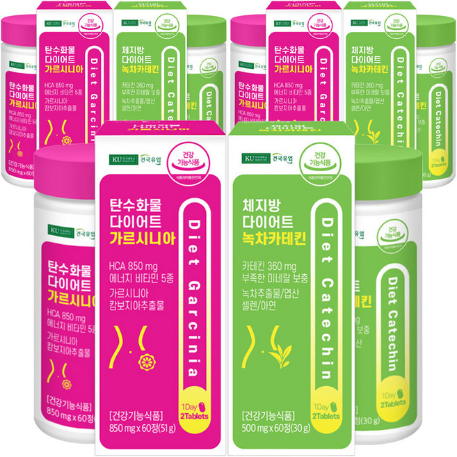 건국유업 체지방 다이어트 녹차카테킨 + 탄수화물 다이어트 가르시니아 세트, 3세트, 60정