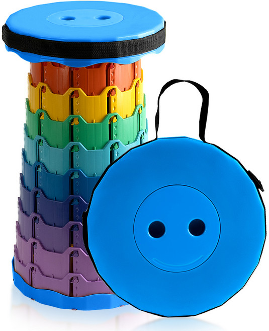 코멧 아웃도어 휴대용 높이조절 캠핑 스툴, 레인보우 블루, 1개