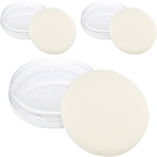 더페이스샵 데일리 뷰티툴즈 촉촉 케론 퍼프 90파이 + 케이스, 혼합색상, 3개