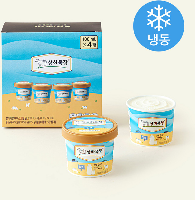 상하목장 아이스크림 밀크 (냉동), 100ml, 4개입, 1개