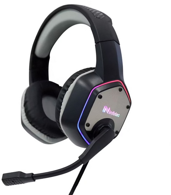 infotec 英富達 全罩式專業電競耳機麥克風 7.1聲道 七彩RGB定光炫亮燈 50mm大驅動 USB介面 相容PC/PS4遊戲機, INF-IP-X15, Black