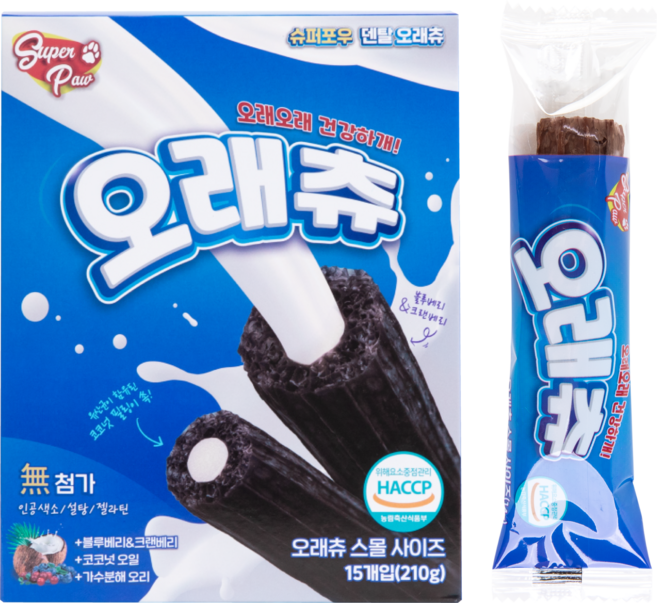 슈퍼포우 강아지 오래츄 스몰 덴탈껌, 혼합맛(블루베리/크랜베리), 210g, 1개