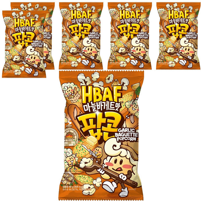 바프 마늘바게트맛 팝콘, 6개, 80g