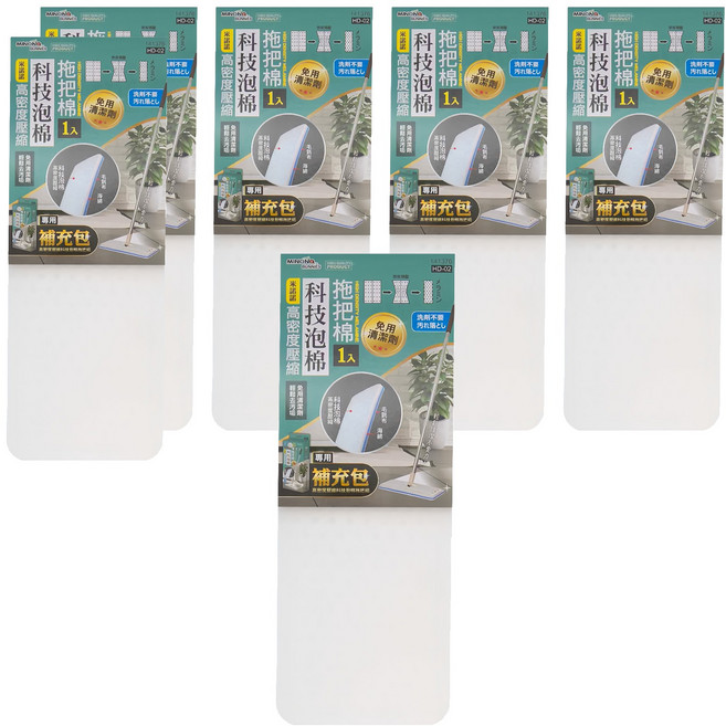 minono 米諾諾 高密度壓縮科技泡棉拖把棉6入組, 1組