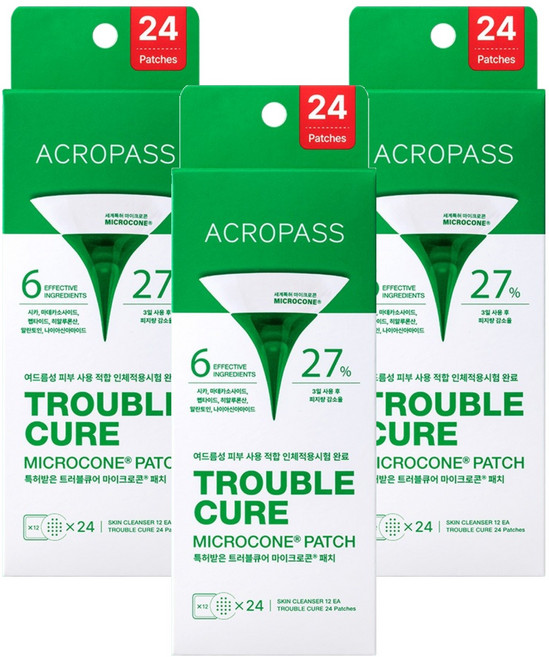 아크로패스 트러블큐어 24p + 스킨 클렌저 12p 스팟패치 세트, 3개, 36개입
