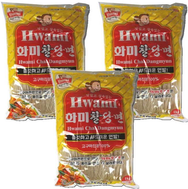 화미 찰당면, 1kg, 3개