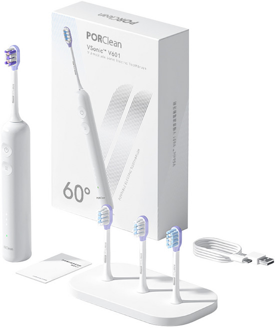 PORClean 寶可齡 V幅音波電動牙刷, 白色, VSonic V601, 1支