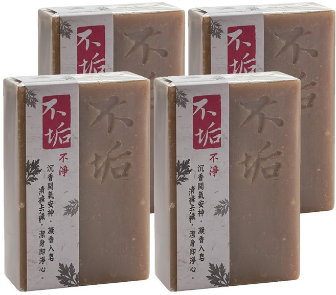 Puremind 不垢 手工皂 沉香艾草 清潔沐浴 舒緩 台灣製造, 100g, 4個