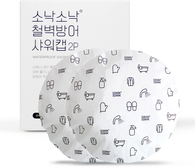 소낙소낙 철벽방어 샤워캡 26 x 26 x 0.5 cm, 화이트, 2개