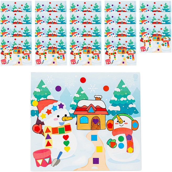 민화샵 크리스마스 종이 도형 스티커 꾸미기 S240058A, 눈사람, 20개