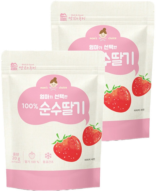 맛있는풍경 엄마가 선택한 순수딸기, 20g, 2개