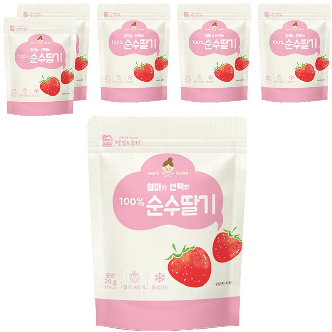 맛있는풍경 엄마가 선택한 순수딸기, 20g, 6개