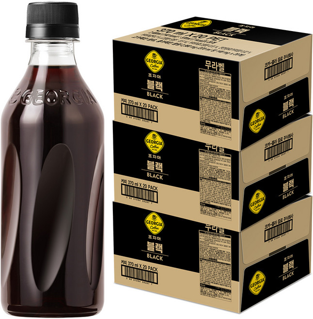 조지아 블랙 무라벨 커피, 370ml, 60개