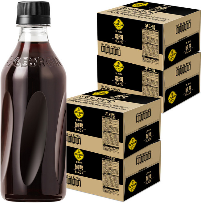 조지아 블랙 무라벨 커피, 370ml, 80개