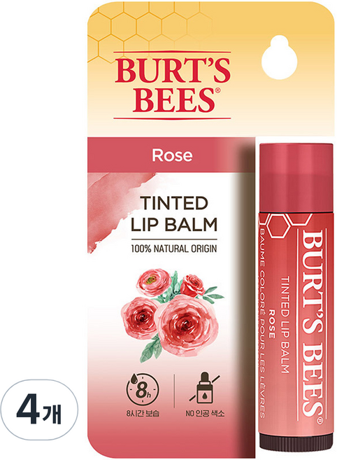 버츠비 틴티드 립밤, 로즈, 4.25g, 4개