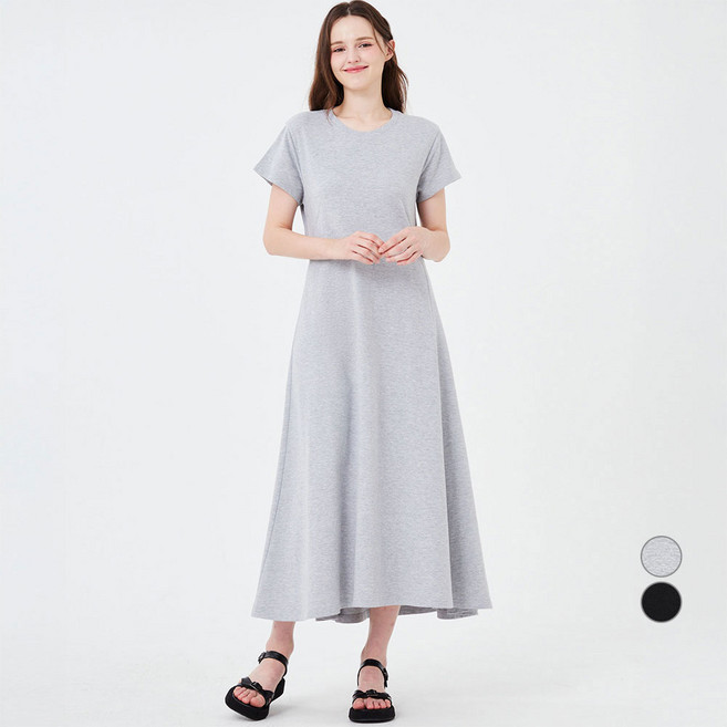 ELLE PARIS 여성용 오픈 백 플레어 롱 원피스