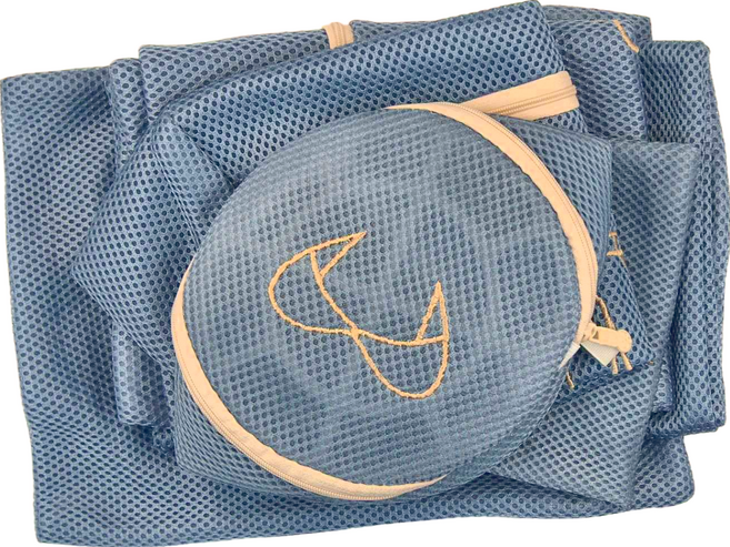 日式加厚雙層洗衣袋超值六件組 小方形19 x 20cm + 25 x 35cm + 中方形30 x 40cm + 大方形50 x 40cm + 圓柱形20 x 30cm + 圓筒形16 x 16cm, 藍色, 1組