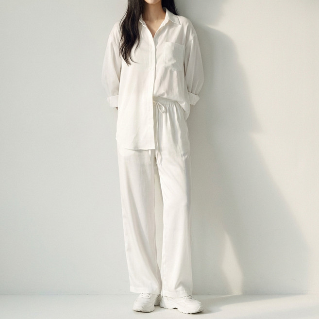 페이퍼먼츠 리오라 카라넥 셔츠 + 와이드 팬츠 세트 13928
