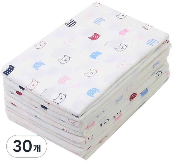 베이비베어 헤드캣 천기저귀 사각, 혼합 색상, 30개