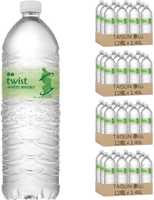TAISUN 泰山 twist water 環保包裝水, 1.46L, 48瓶