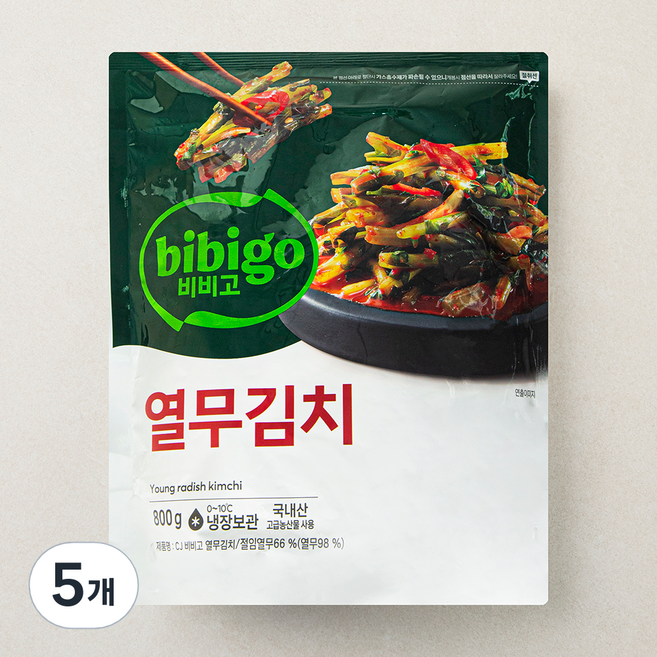 비비고 열무김치, 800g, 5개