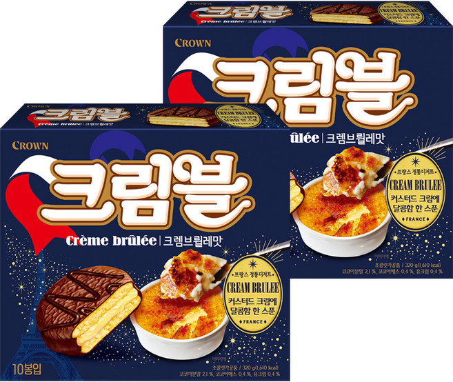 CROWN 皇冠 烤布蕾風味巧克力派, 320g, 2盒