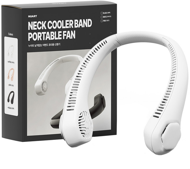 누아트 무선 대용량배터리 아이스 냉각 휴대용 넥밴드 선풍기, TYPE-C 3.0 FAN, 화이트