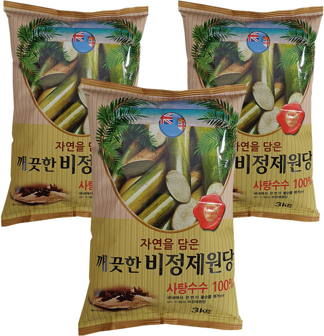독고탁과함께하는바른먹거리 깨끗한 비정제원당, 3kg, 3개