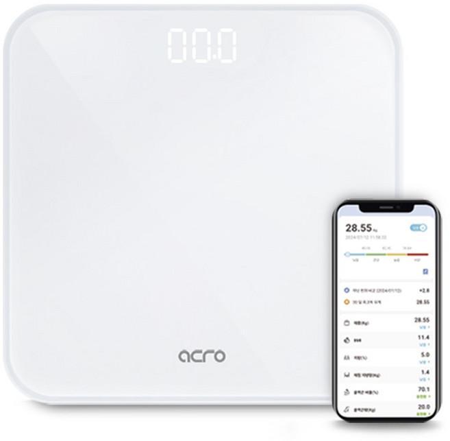 아크로 스마트 체지방 블루투스 체중계, 1개, 화이트, ibody-200