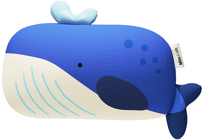 밀로앤개비 애착 동물 미니베개 커버+ 마이크로 솜 세트, 고래 빅터