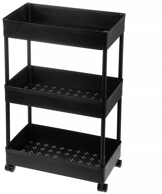 comet 多功能置物推車, 黑色, 3層