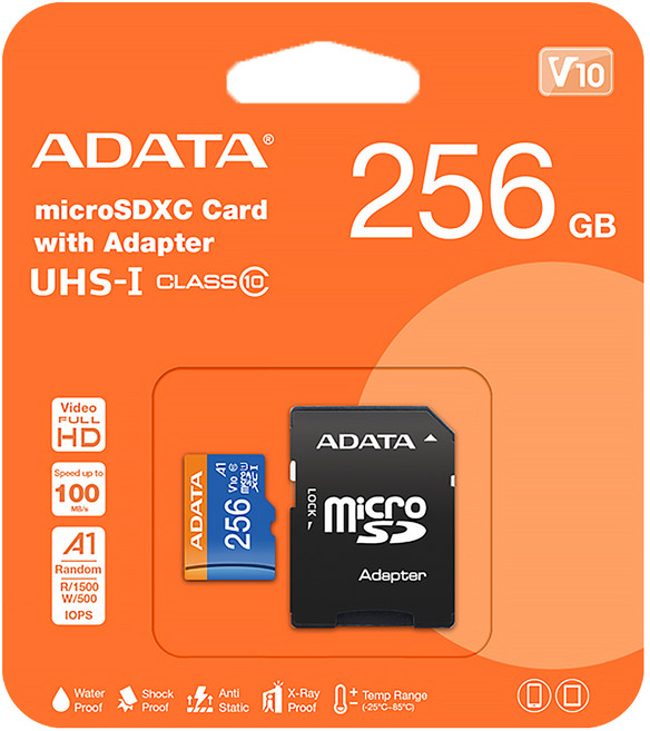 ADATA 威剛 MicroSDXC10 U1/A1 記憶卡, 256GB, 1個