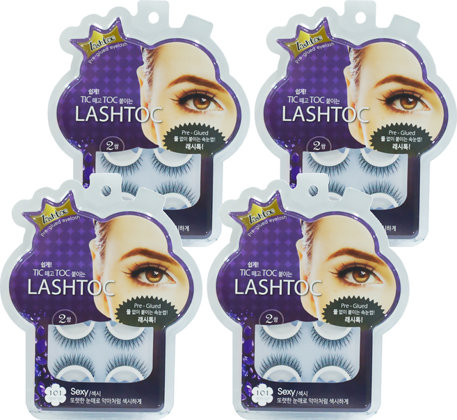 래쉬톡 시즌2 노글루 원터치 인조속눈썹, 섹시, 4개
